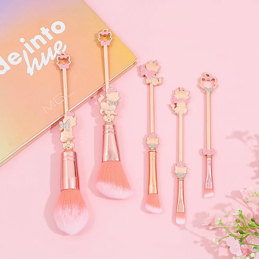 ديزني لطيف الحلو الكرتون ماري القط ظلال العيون فرشاة مسحوق أحمر الخدود فرشاة ماكياج فرشاة مجموعة أدوات ماكياج المبتدئين هدية #4