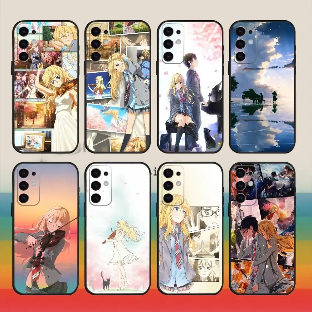 Funda de teléfono de cómic Y-Your L-lie IN APRIL para Samsung S25, S24, S21, S22, S23, S30, Ultra, S20, Plus, Fe, Note, funda negra de 5G