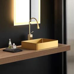 304 stainless steel golden wash basin, single basin, bar, bathroom, countertop basin, light luxury style wash basin, household