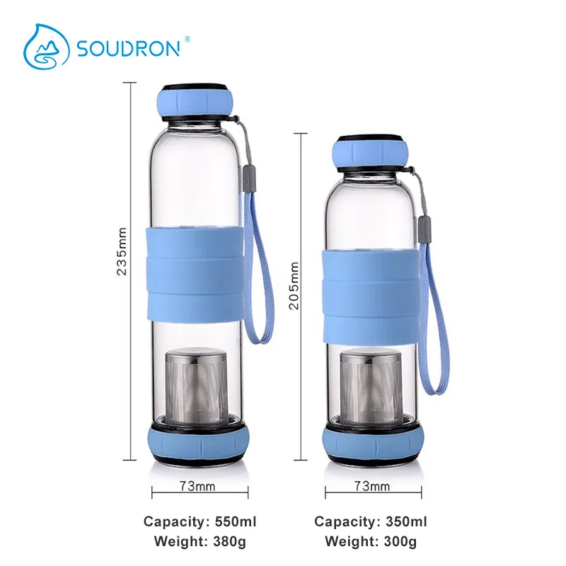 

Customized-Border New Weak Alkaline Glass Bottle with Pumpkin Lid, Chip Silicone Portable Cup, Single Layer Te