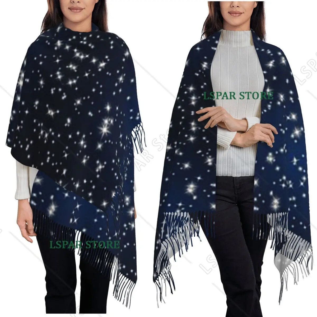 Space Galaxy Constellations Scarf Tassel Scarves Women Soft Warm Shawls and Wraps Long Fall Winter Shawl Wrap