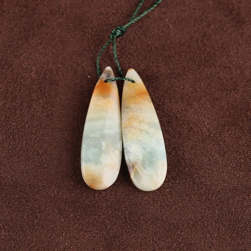 

Natural Amazonite Semiprecious Teardrop Earrings for Women Fashionable Beads Jewelry Accessory Elegant Gift 30x10x5mm 4.5g