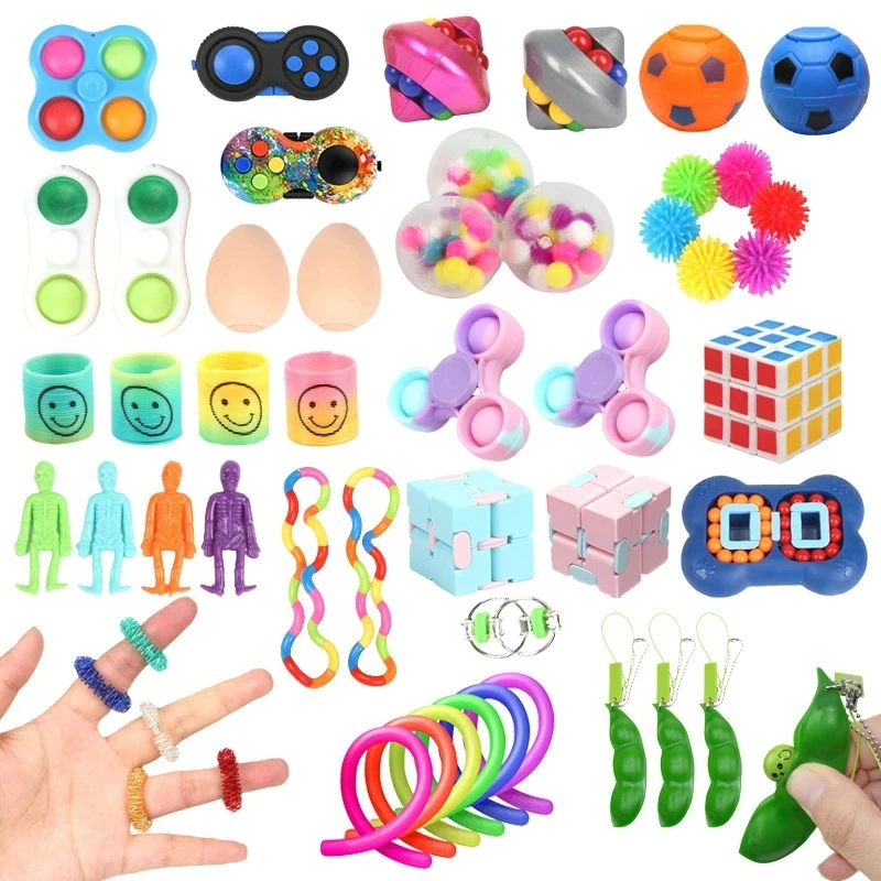 

Random Mystery Fidget Toys Bag Pack for Kids Cheap Sensory Toys Stress Reliver Autism ADHD Gifts Spinner Fidget Squishy Set