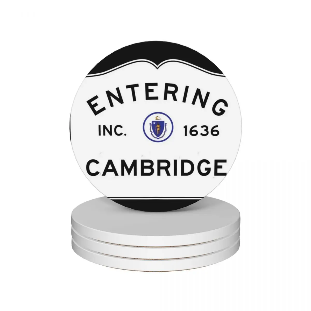 

Entering Cambridge - Commonwealth of Massachusetts Road Sign Ceramic Coasters (Set of 4) cute slate Coasters