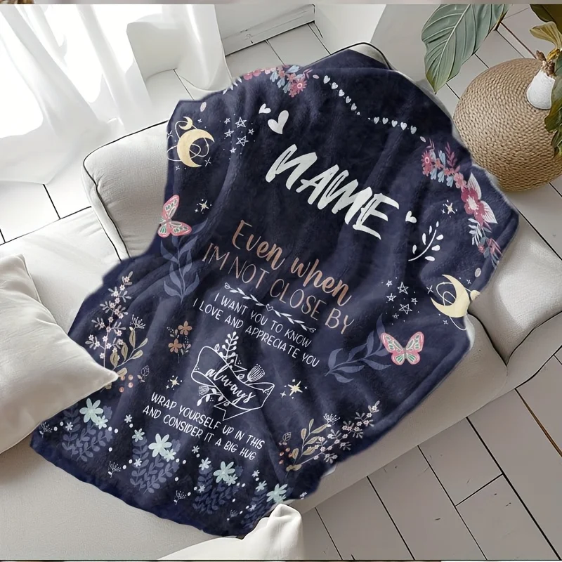 Customized Gifts for Daughters from Parents a Blanket Featuring a Combination of Butterflies, Flowers