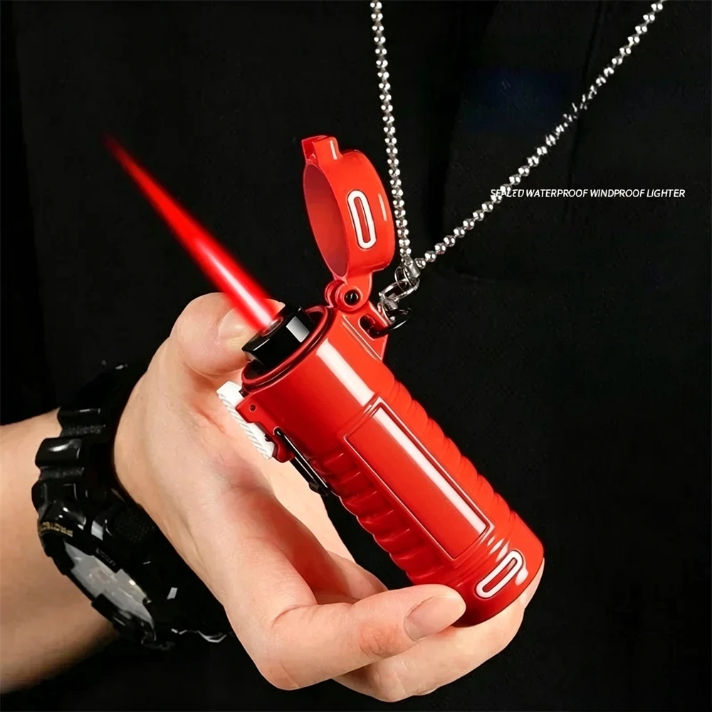 Outdoor Windproof Refillable Lighter — Stylish Lettering Design, Powerful Jet Flame — A Smoking and Survival Tool for Men