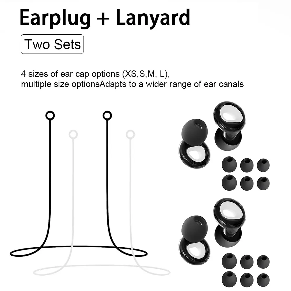 Lightweight Ear Protection 2 Pairs Silicone Earplugs With 2 Silicone Lanyard Washable Noise Blocking Ear Plugs For Pool Napping