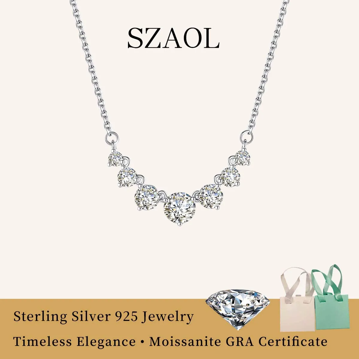 

Сверкающее ожерелье U-Smile с 7 камнями из муассанита D VVS1, сертифицированное, из стерлингового серебра 925 пробы, для женщин, очаровательное, для вечеринок, подарки