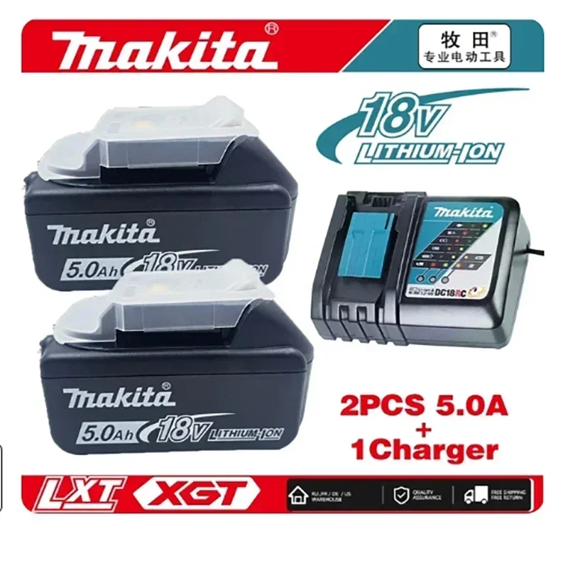 

100%Original Makita 18V 5Ah Rechargeable Power Tool Battery Replaceable LED Lithium-ion 18V 5Ah BL1830 BL1860B BL1860 BL1850 LXT