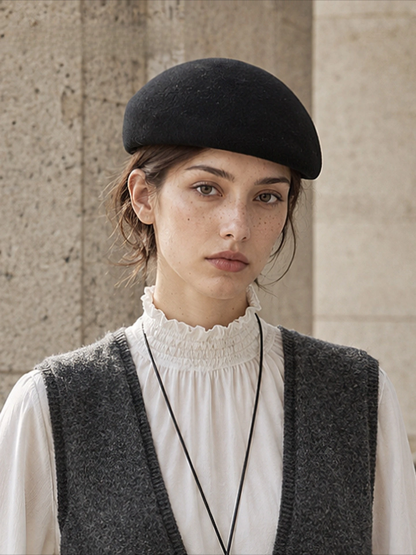 USPOP 100% Wool Beret Hat for Women Adjustable Vintage Pillbox Cap Elegant Structured Felt Hat Winter British Style