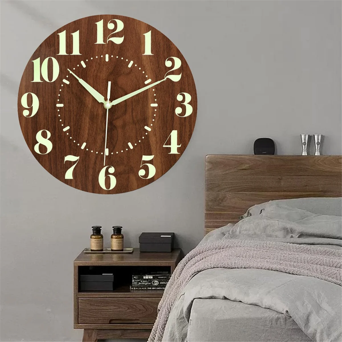 Glow in Dark Wall Clock,12 Inch Silent Non-Ticking Battery Operated Clock, Lighted Wall Clock Decoration for Bedroom