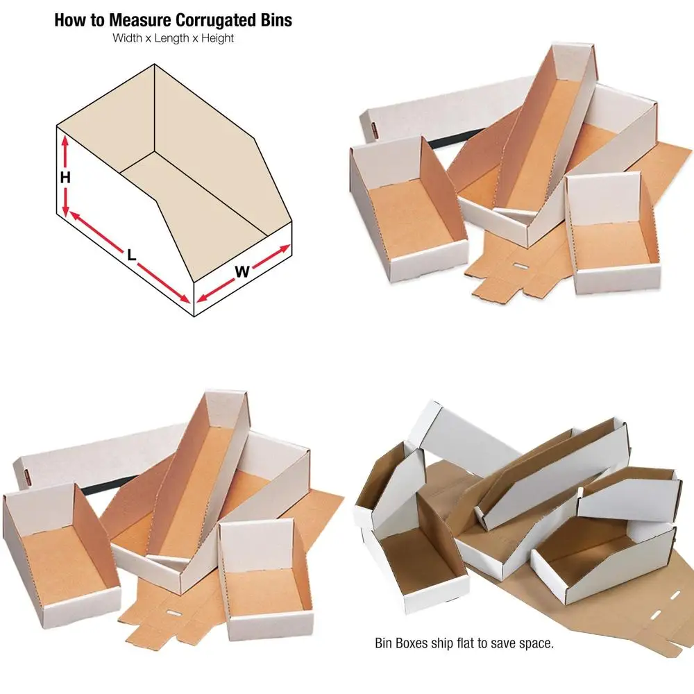 

Medium Storage Bins, 50-Count, 8x15x4.5 Inches, Corrugated Cardboard Boxes for Packing and Storage