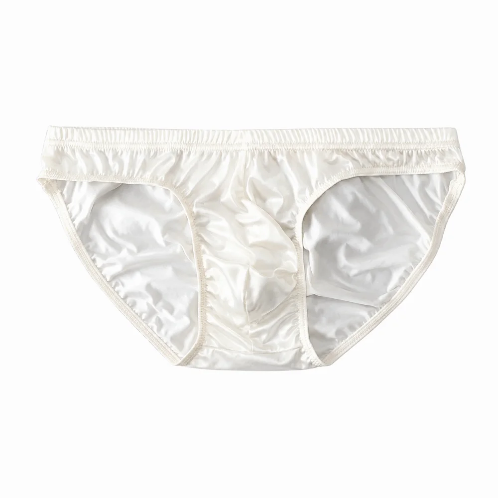 Comfortable Smooth Men's Underwear Low Waist Lingerie Triangle Briefs Bulge Pouch Breathable Satin Silk Panties Exercise