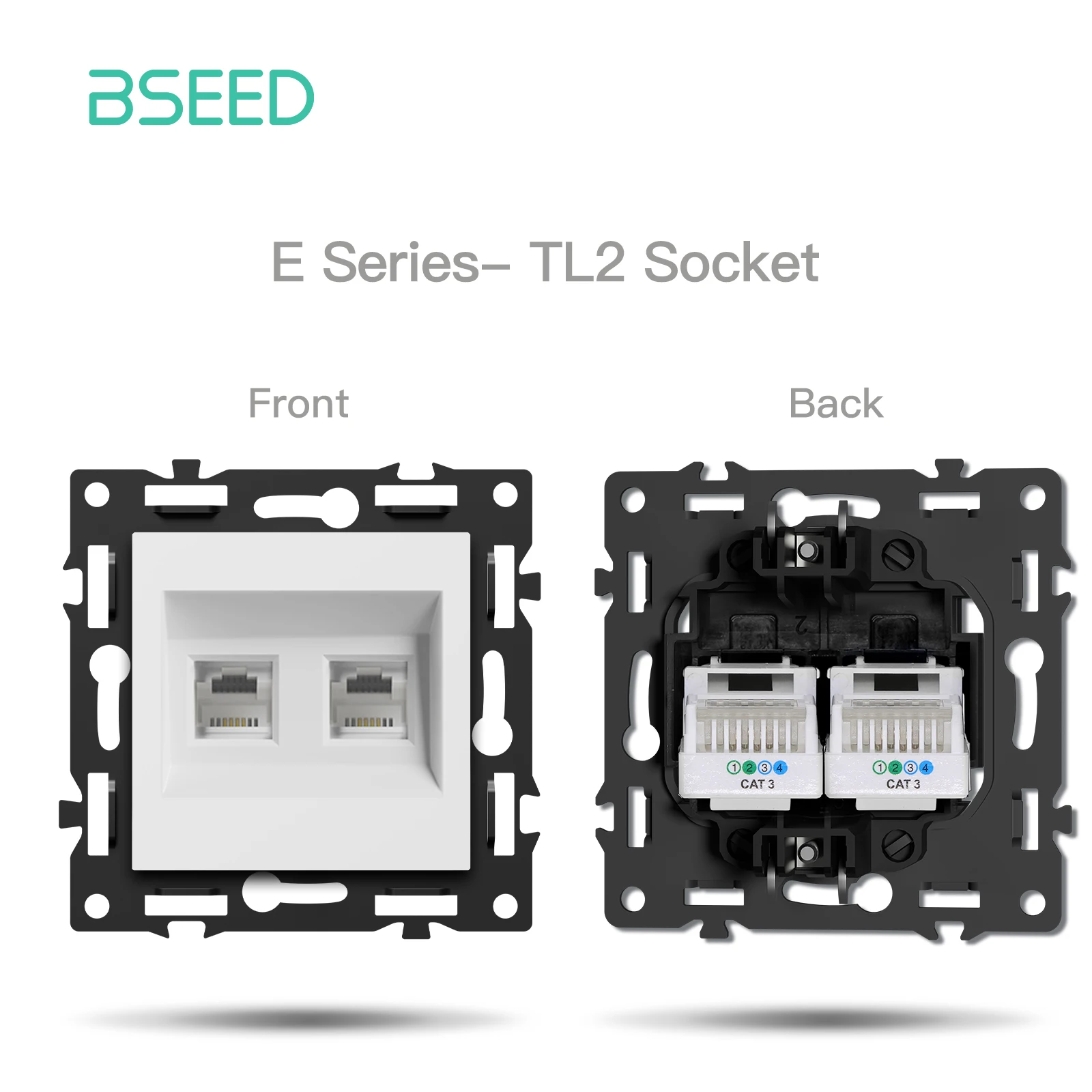 Bseed E-Serie 86mm DIY-Module EU FR Typ-C USB-Buchse Dimmer Geschwindigkeitsregler Vorhangschalter ST TV RJ56 CAT6 Kabelausgang Lochteil