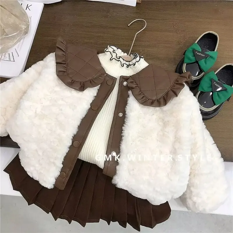 Coats Winter New Girls Children Clothing Versatile Furs Cotton Fashion Outerwea Warm