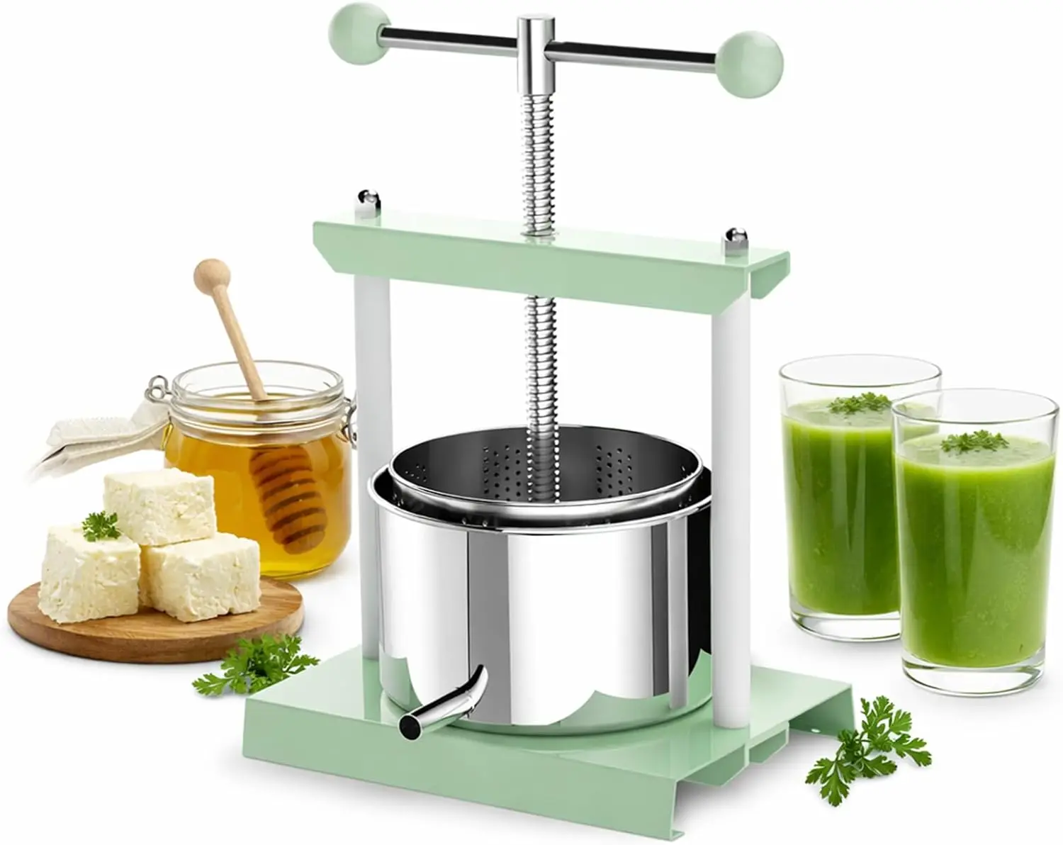 

2L Stainless Steel Fruit Press for Cider, Wine, Honey & Herbs - Small Batch Home Use with Filter Bag