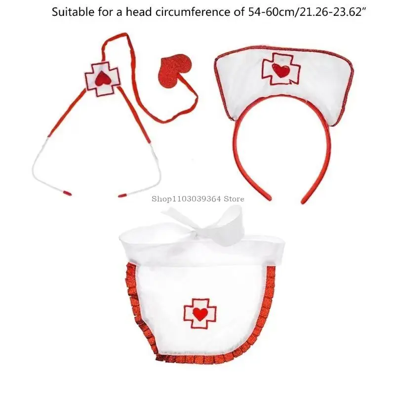 Krankenschwester Cosplay Accessoires, Frauen Halloween Krankenschwester Cosplay -Set, Krankenschwester Cosplay Set Nurse Schürze