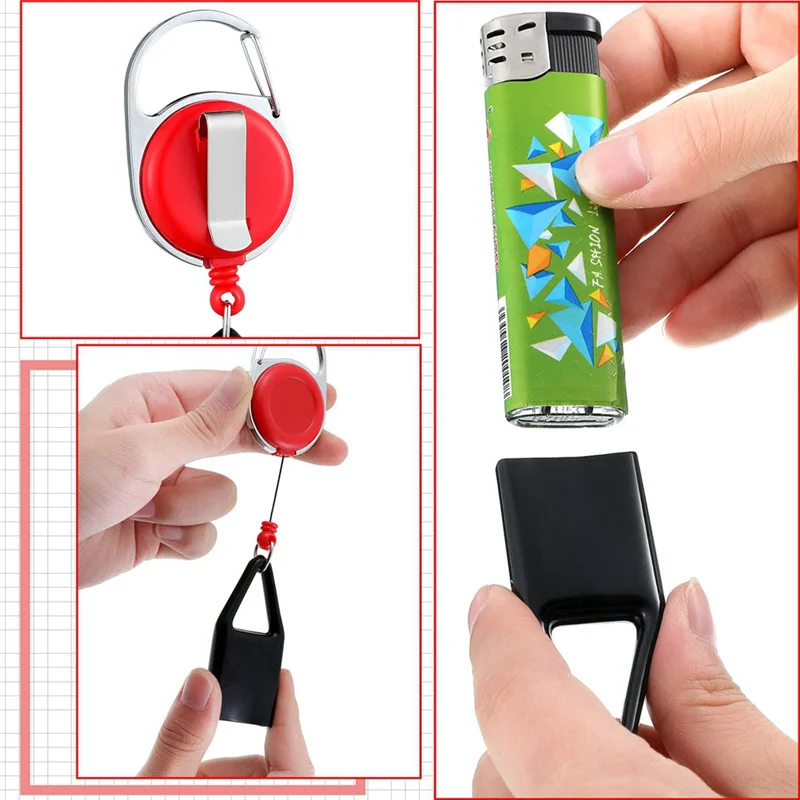 10 Pieces Retractable Lighter Clip Assorted Color Lighter Holder Keychain with Clip Classic Lighter Cover, Single Clip