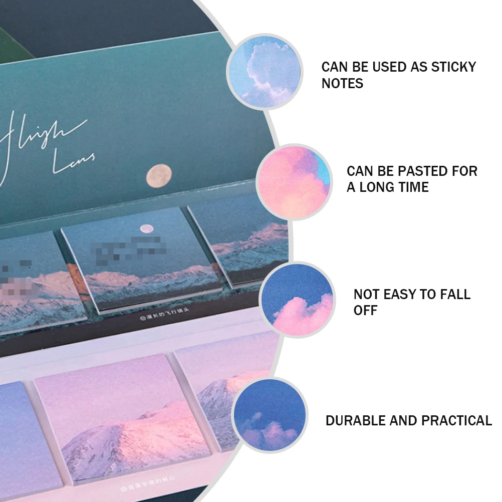 

360pcs Mountain Lake Pattern Sticky Tearable Writing Notes For Home Office School Self-Stick Notepad Natural Scenery Memo Pad