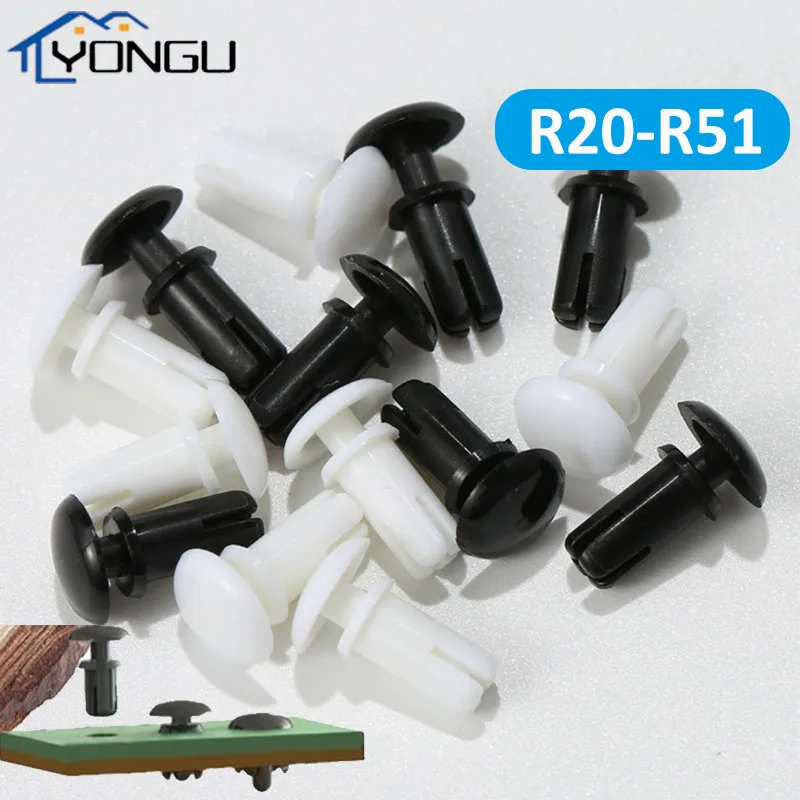Black/White Nylon Plastic Rivet Press R Type Expansion Rivets for PC Board Cars Clip R2032-R5105