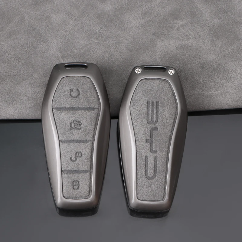 

Leather Car Key Case Cover Shell for BYD Song Plus Atto 3 Han EV Tang DM Qin Seal Dolphin Remote Fob Holder Keychain Accessories