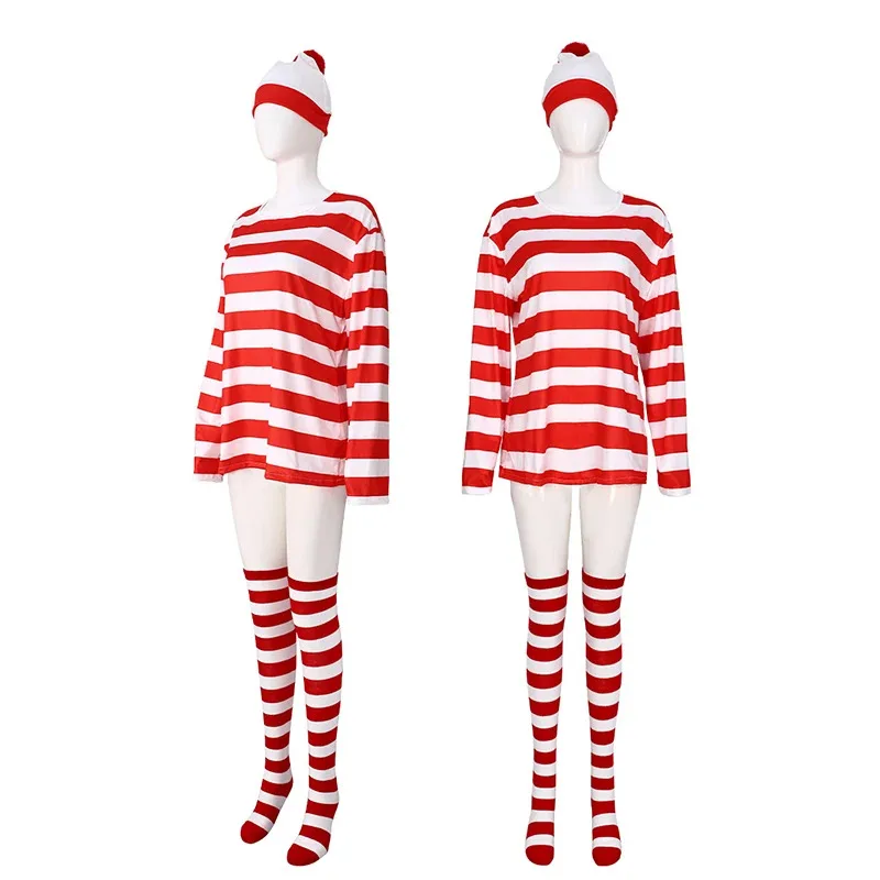 

Костюмы для косплея Wally, аниме, красно-белая полосатая форма, карнавальная одежда на Хэллоуин для взрослых и детей gh;0