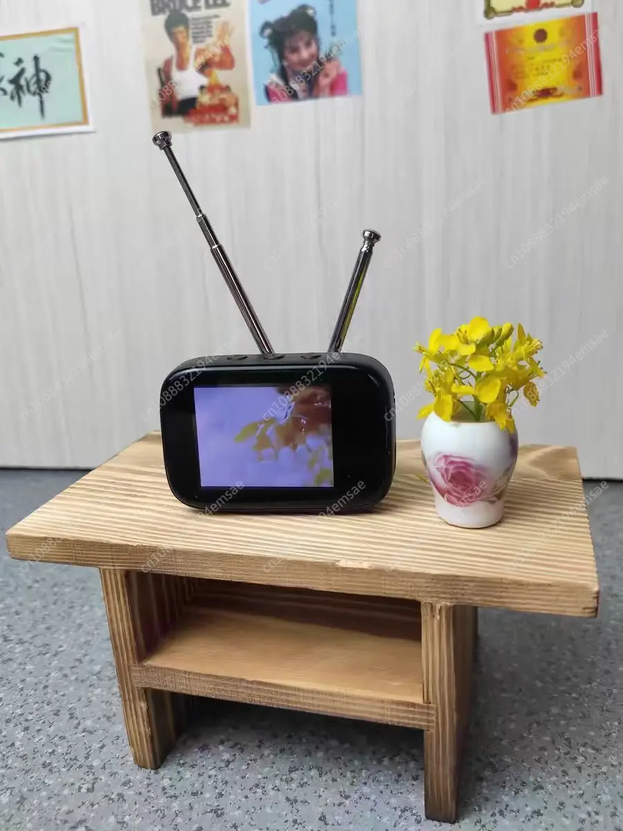 Retro Mini Touch Screen TV Television Watch Dollhouse Scene Model Miniature TV Model Toys Kitchen Furniture Customizable Content