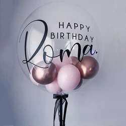 2/1Pc 18/24/36inch Bubble Balloon with Custom Name Sticker Personaled Sticker for Wedding Birthday Baby Shower Party Decorations