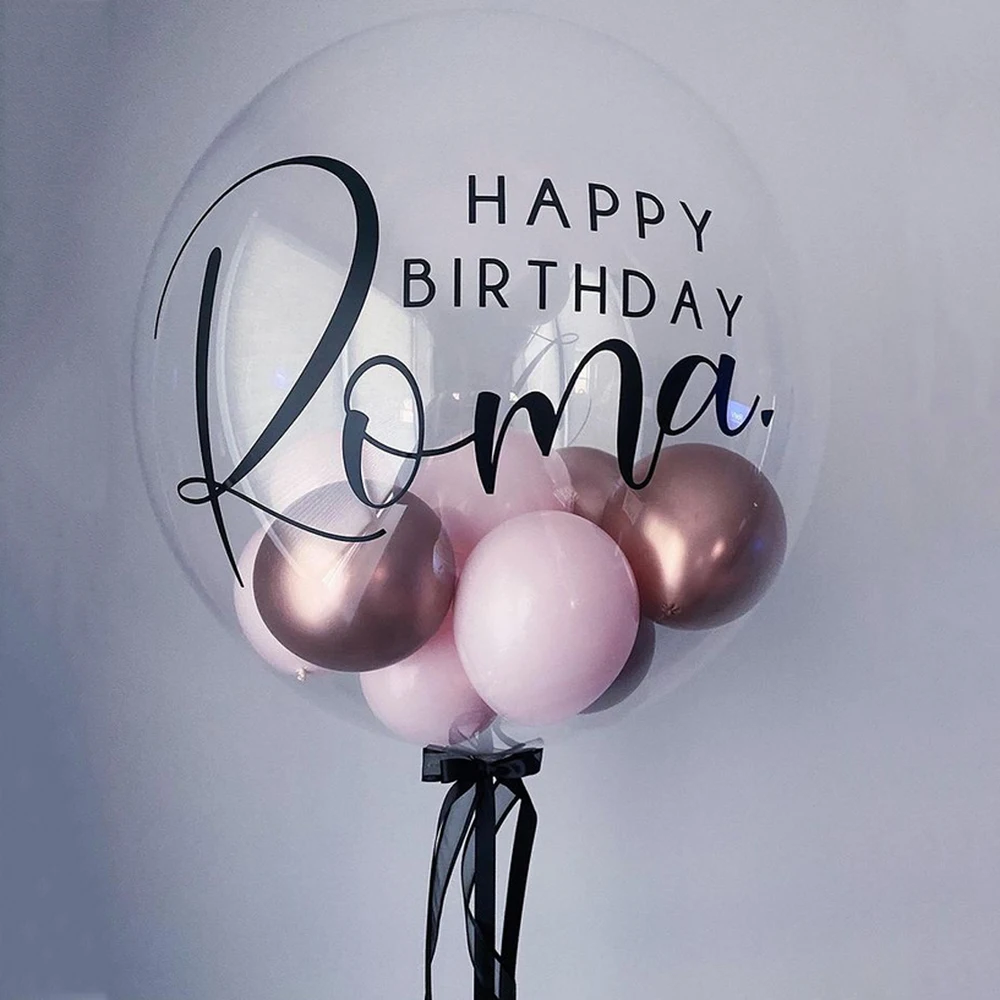2/1Pc 18/24/36inch Bubble Balloon z niestandardową naklejką imienną Naklejka na wesele Urodziny Baby Shower Party Dekoracje