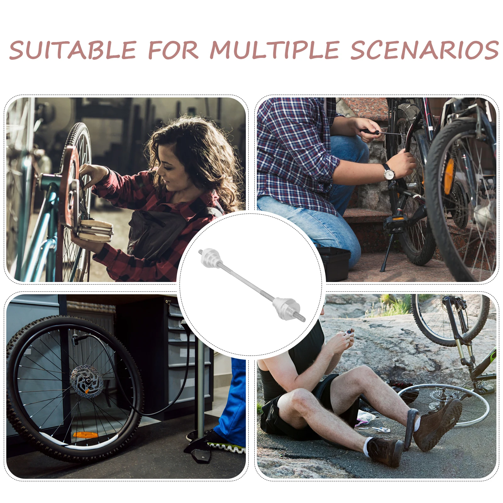 

Инструмент для регулировки подставки для велосипедных колес, прочная сталь, компактный размер, удобный для переноски, универсальный аксессуар для ремонта передних колес
