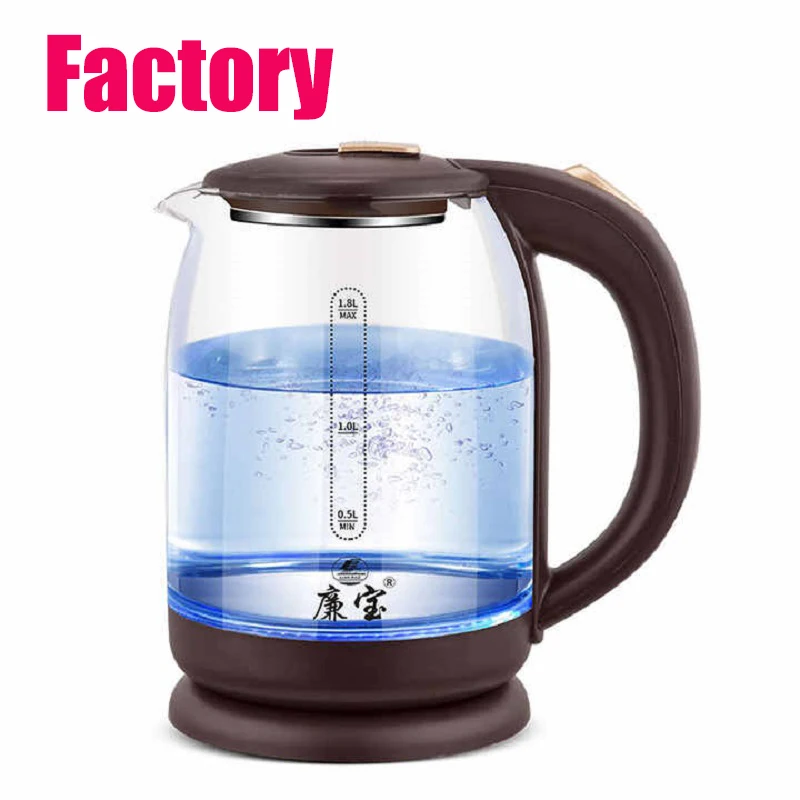 أفضل سعر 1.8L غلاية مياه كهربائية زجاجية 110 فولت/220 فولت غلاية شاي مياه كهربائية زجاجية وظيفة الدفء