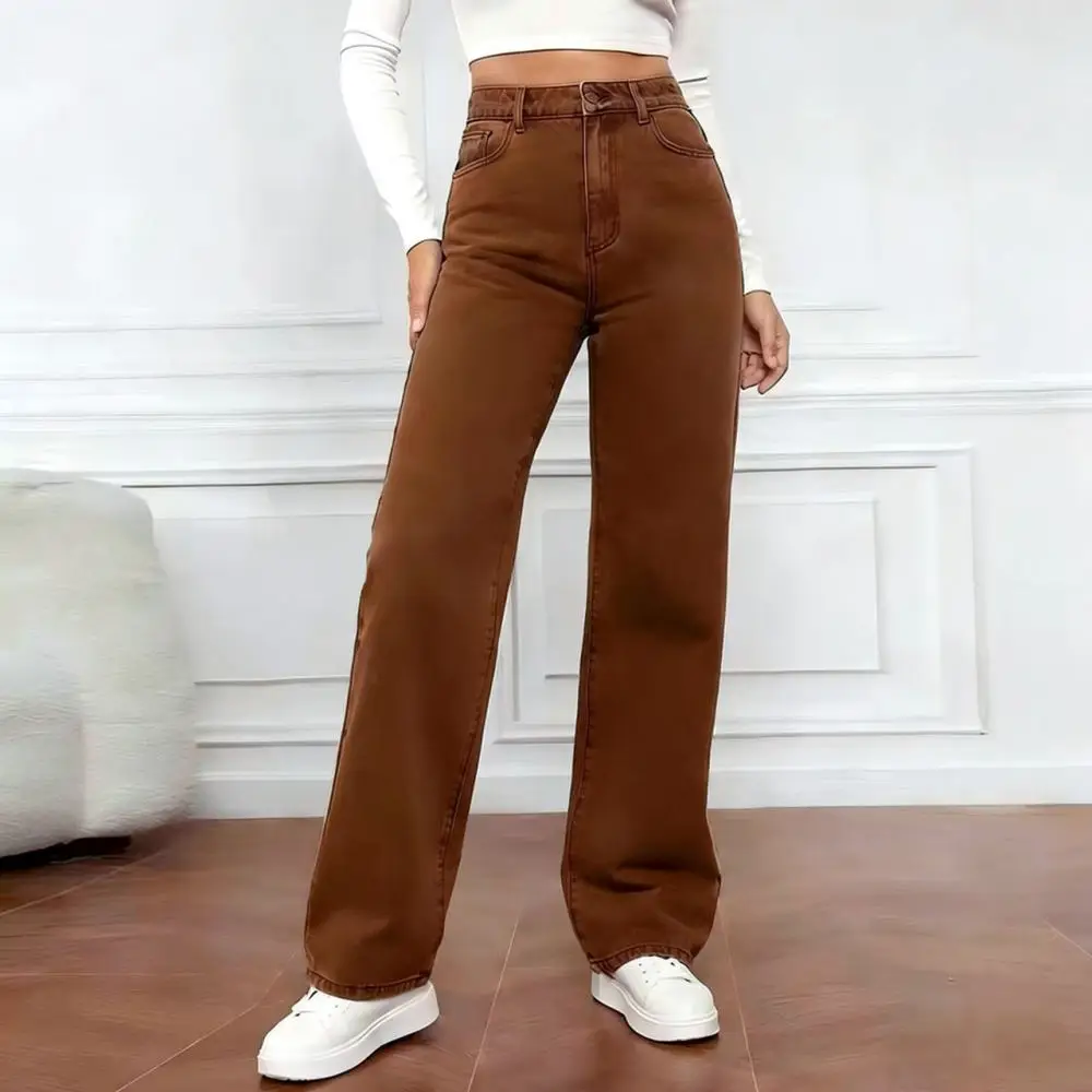 Women Cotton Straight Jeans Summer New Style Loose Wide Leg Pants Daily Casual Office Lady Trousers Solid Color For Diaoyuelang