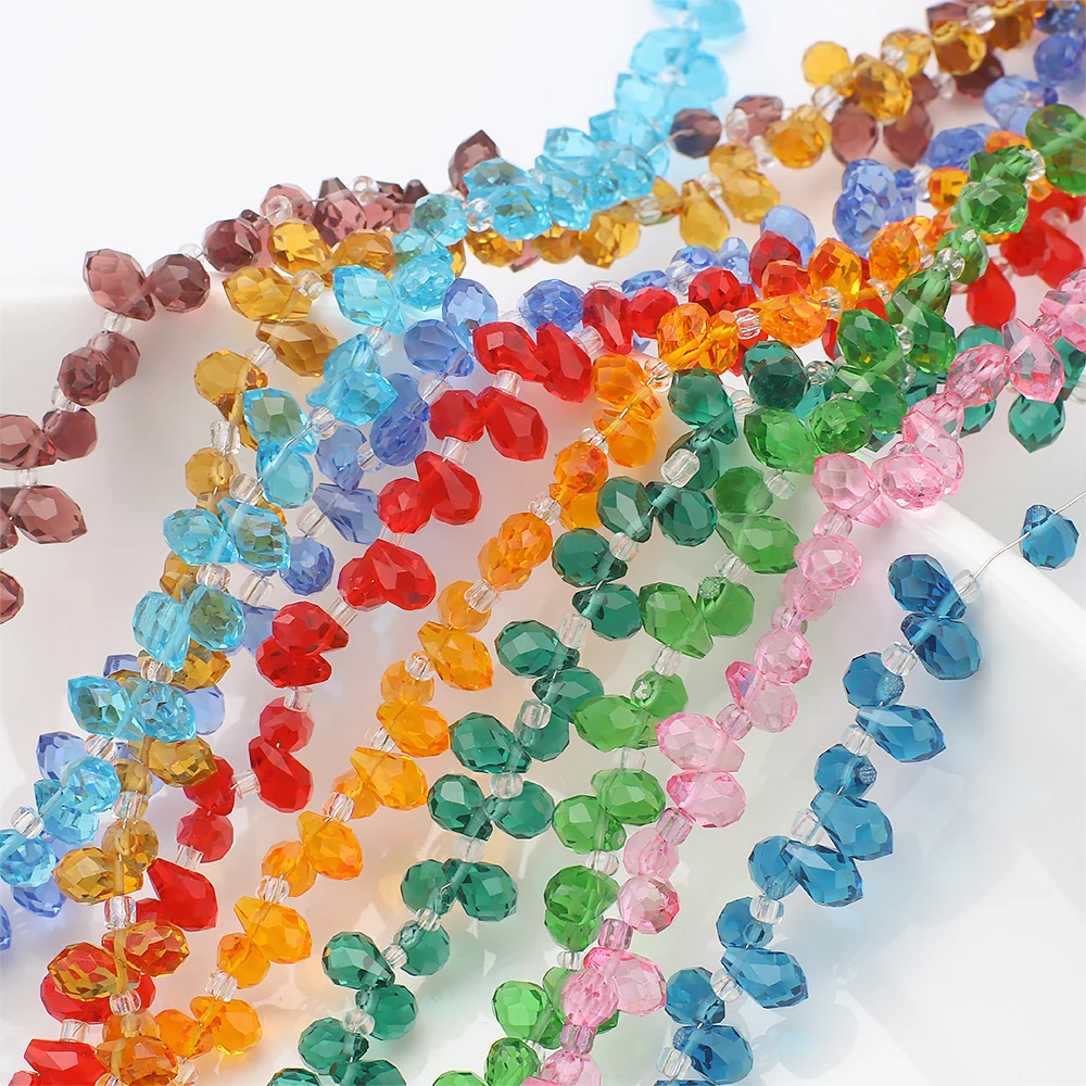 95 Teile/los 5x8mm Top Gebohrt Kristall Teardrop Anhänger Facettierte Prisma Perlen für DIY Schmuck Machen Ohrring Zubehör