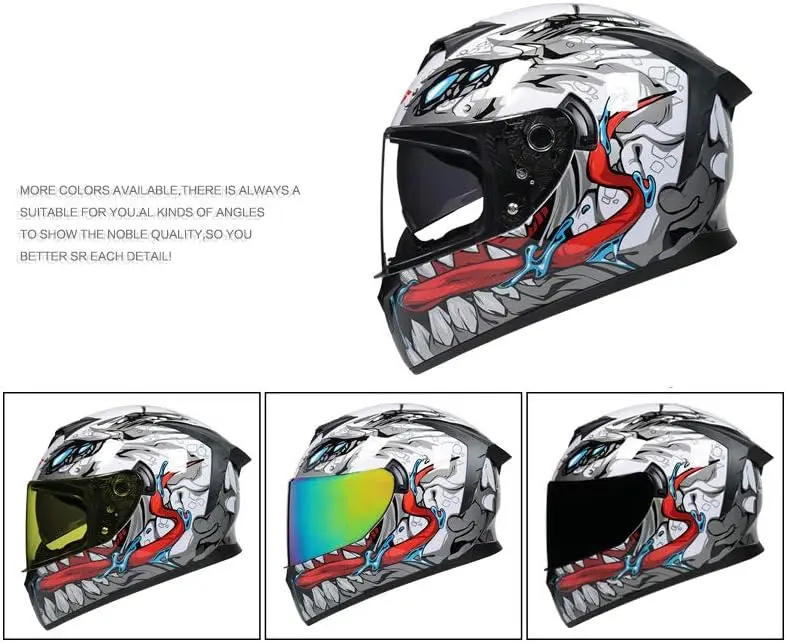 Capacete de motocicleta integral para adultos, aprovado pelo DOT, motocicleta, ciclomotor, street bike, corrida, crash com gráfico