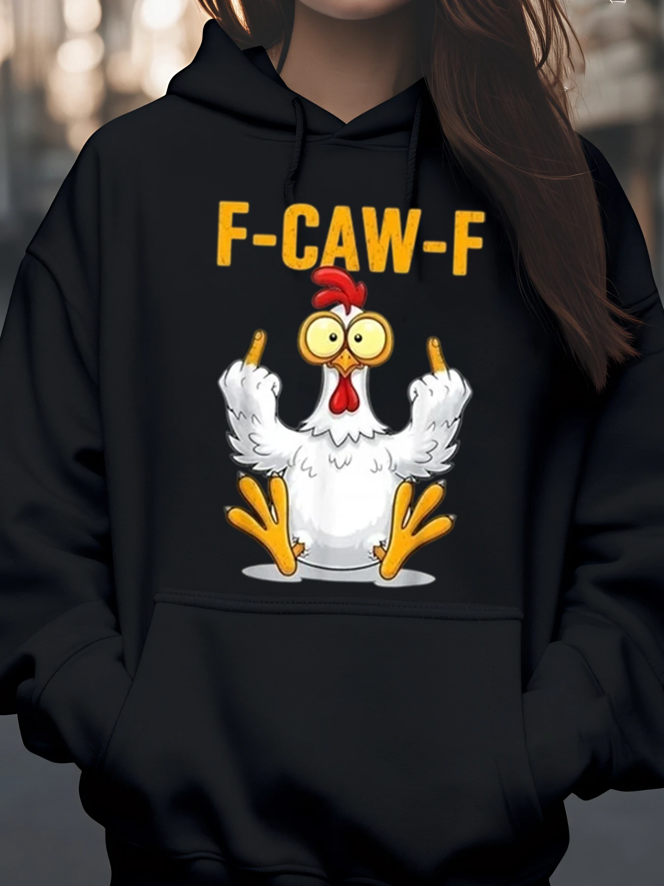 سترة بغطاء للرأس مطبوعة على شكل دجاجة F Caw F للهالوين ملابس كاجوال للجنسين