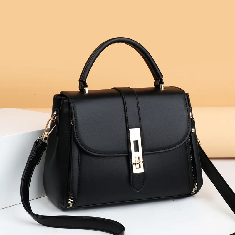 1PC Vintage Fashion Shoulder Bag Soft Leather Middle-aged Women\'s Handbag Crossbody Lady Purse