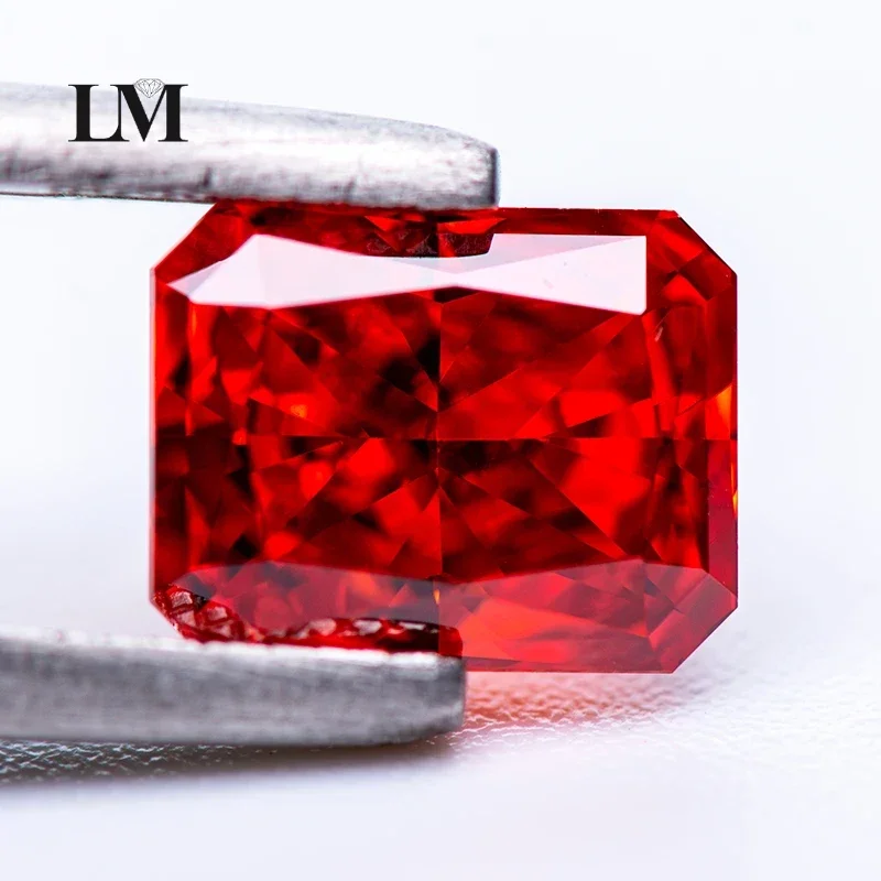 

Cubic Zirconia 5A Grade Radiant Shape Red Color 4k Crushed Ice Cut Charm Stones For DIY Jewelry Making Pendants Ring Materials