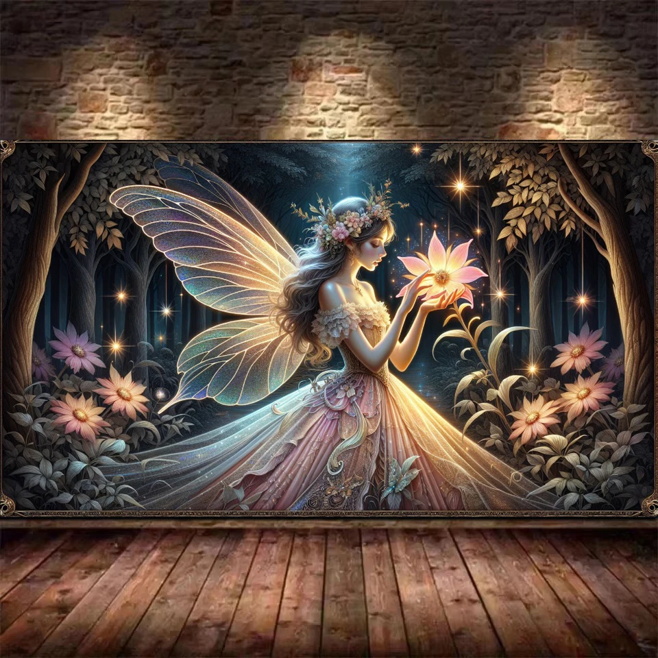 

Fairy princess in forest, 5D Diamond Painting Beautiful Fairy Girl Kits Diamond Mosaic Embroidery Cross Stitch Kits For Decor