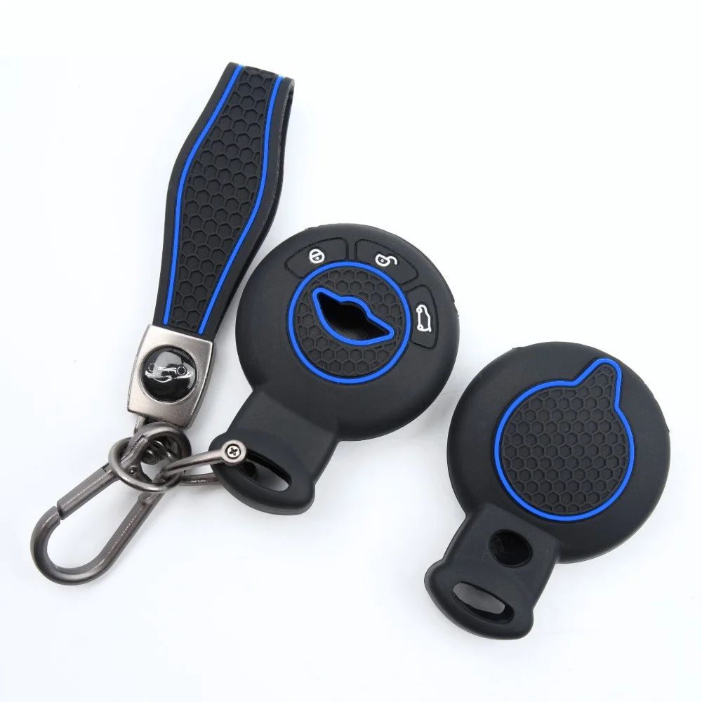 Silicone Car Key Fob Cover For BMW Mini Cooper Clubman Countryman Paceman Roadster R56 R57 CAS3 with carabiner lanyard