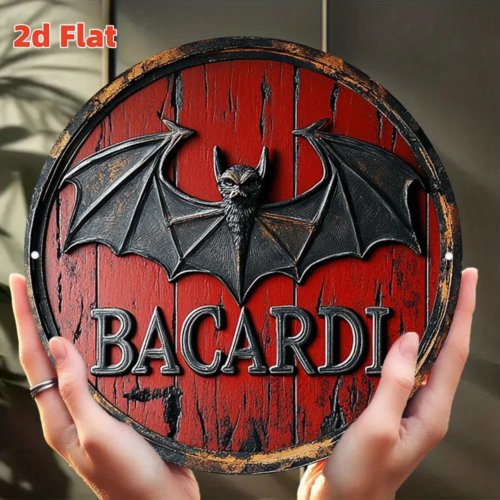 1 pieza de logotipo de murciélago Bacardi |   Leyenda del Ron Cubano |   Placa Decorativa de Pared de Estilo Vintage |   Diseño Clásico de Emblema de Alcohol |   Duradero