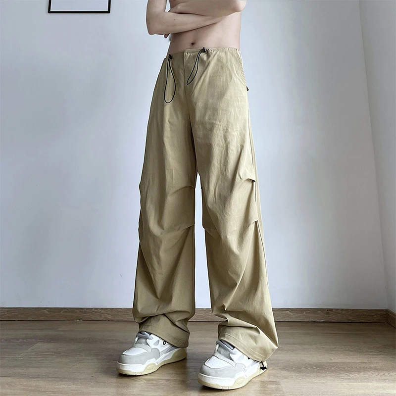 

Parachute Pants Men Japanese Wide Leg Trousers Male Summer Loose Casual Quick Drying Streetwear Hip Hop Pleated