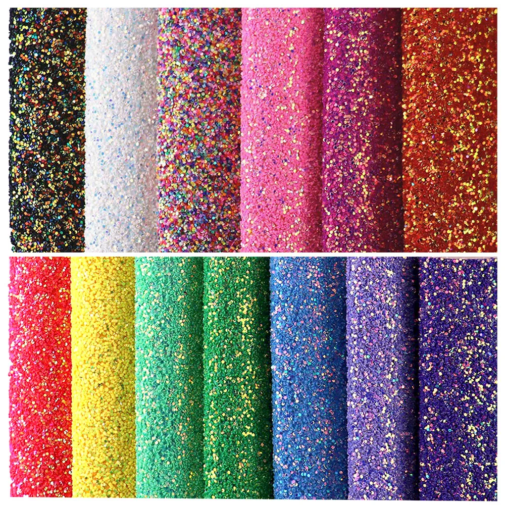 Plain Solid Circular Slice Chunky Glitter Fabric With Felt Backing Faux Leather For Bows Earring Decorations DIY CN314