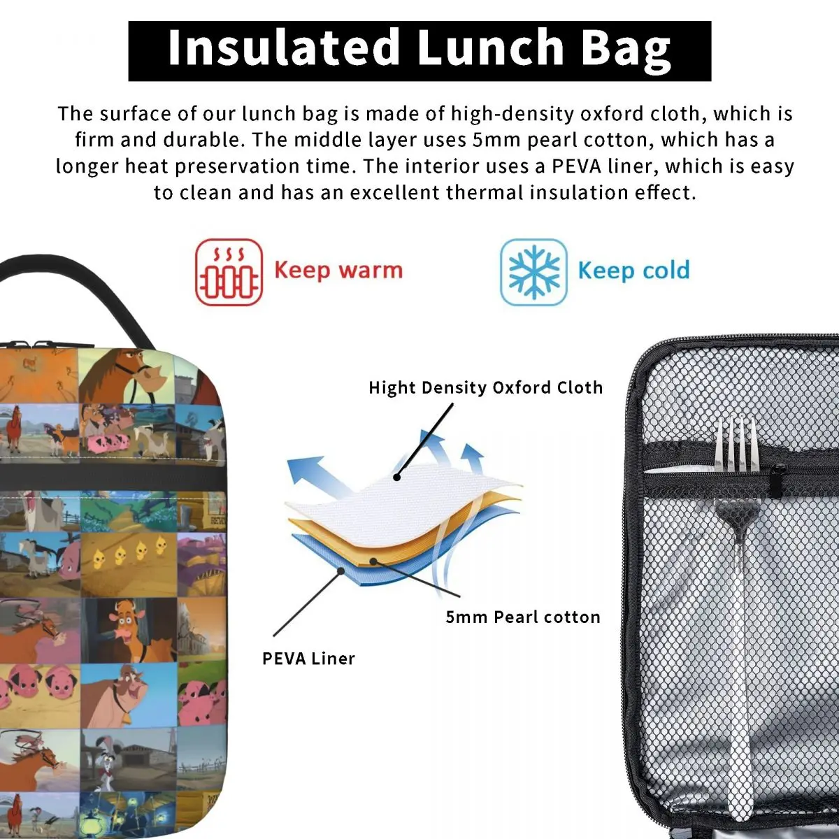 الكلاسيكية المنزل على المدى أنيمي صناديق الغداء القابلة لإعادة الاستخدام النساء أنيمي الكرتون برودة الغذاء الحراري معزول حقيبة الغداء أطفال المدرسة