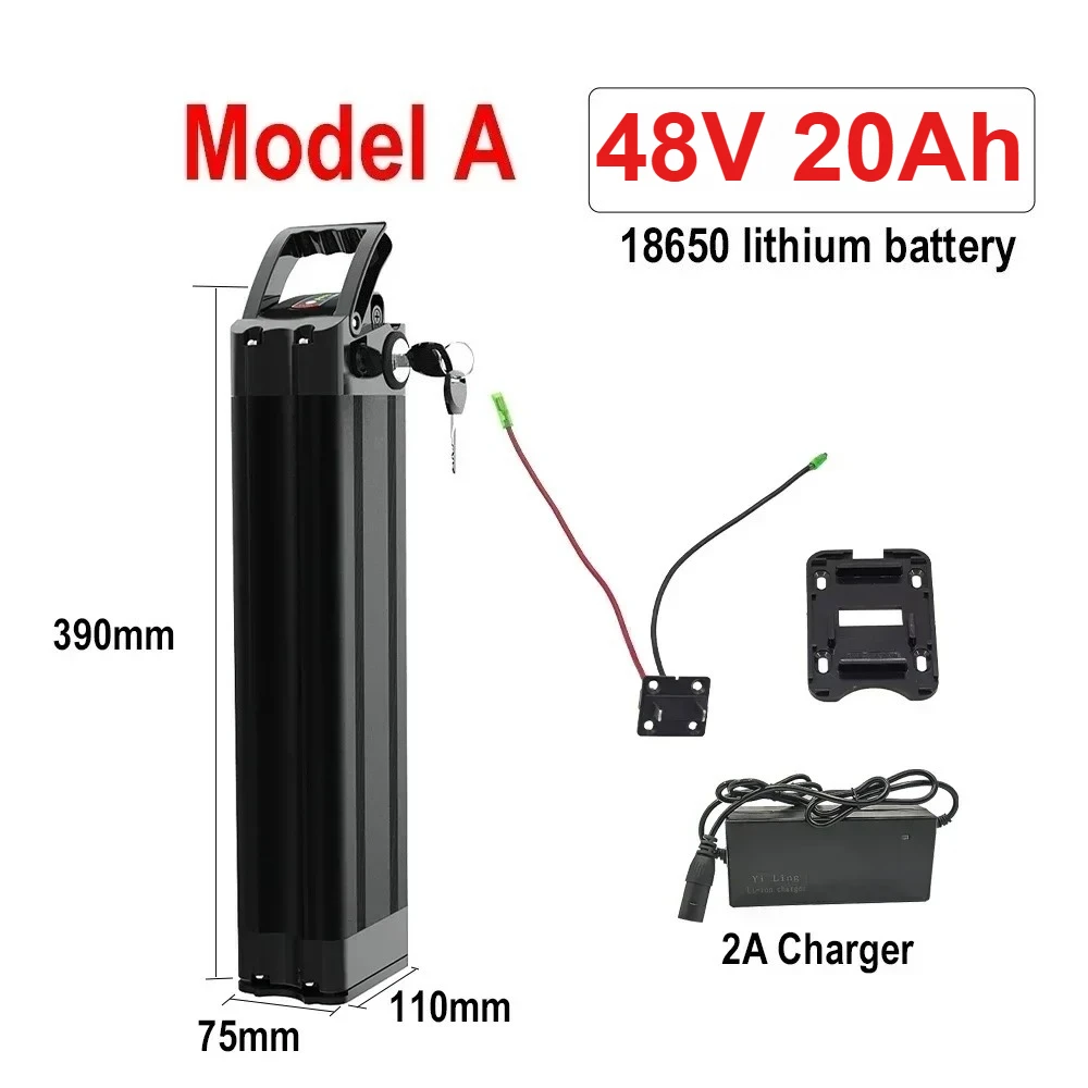 Hochwertiger 48V 20Ah 15Ah Silverfish Lithium-Ionen Hochleistungs-Akku 250W 500W 750W 1000W 36V 20Ah 15Ah 18650 Batteriepack + Ladegerät