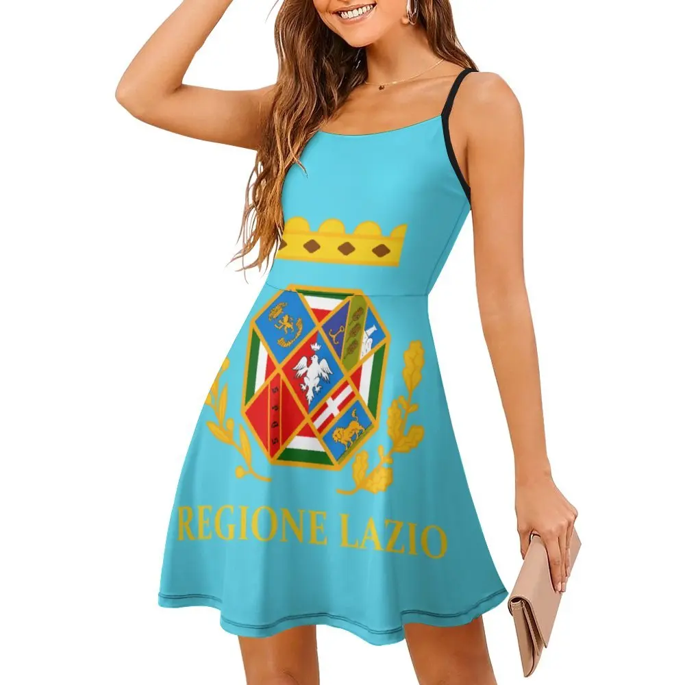 Flag of Lazio Funny Graphic Exotic Woman's Clothing Women's Sling Dress Geek Cocktails Strappy Dress