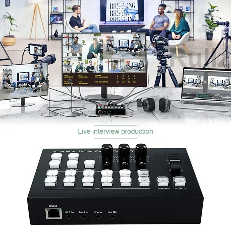 FORW-4K 4HD -Compatible Video Switcher Mixer Seamless Switch For Multi Camera Live Production TV Live Streaming Capture