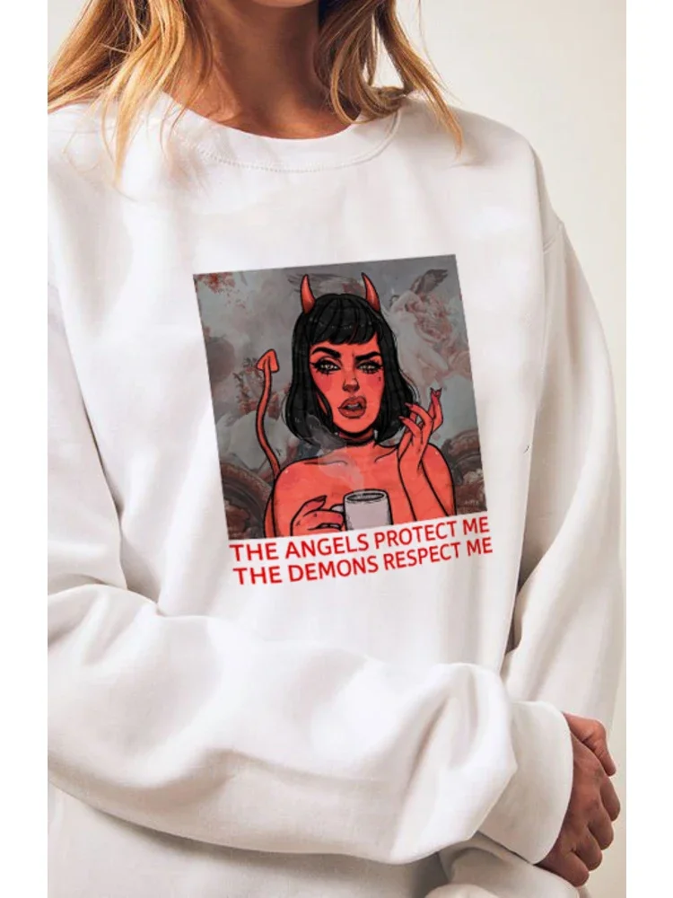 Sweats à capuche vintage Harajuku pour femmes, The Angels Proft Closer, The Demons Respect Closer Hoodies, Chic Streetwear Fashion