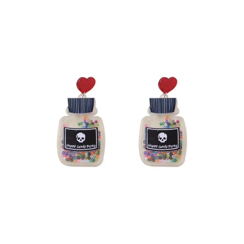 Creative Funny Simulated Crystal Ball Game Machine Skull Heart Acrylic Earrings for Women Christmas Tree Flower Earring Jewelry