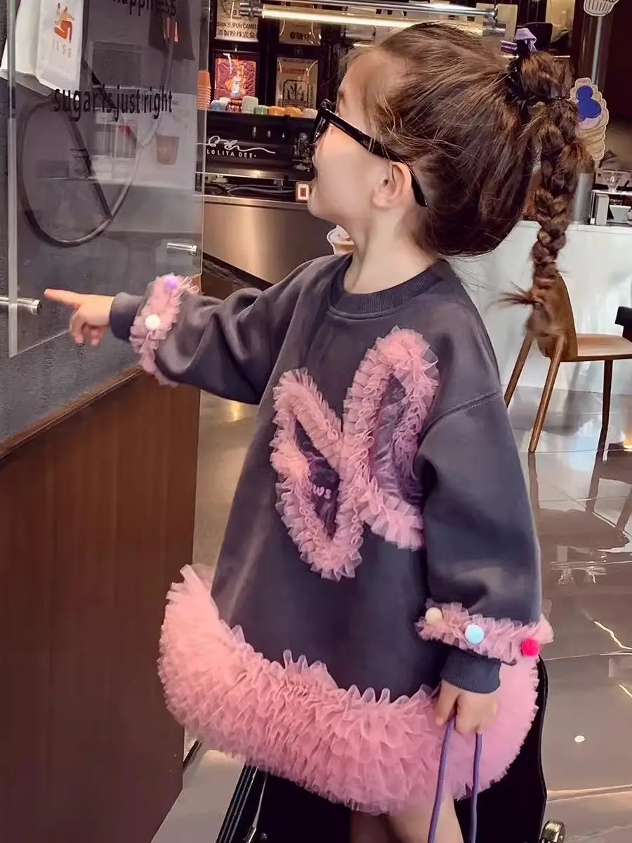 3-13Years Kids Long Sleeve tutu Dresses for Girls Cute Bow Hoodies Princess Dress Children Baby Outfits Clothing 3 4 5 6 7 8 910