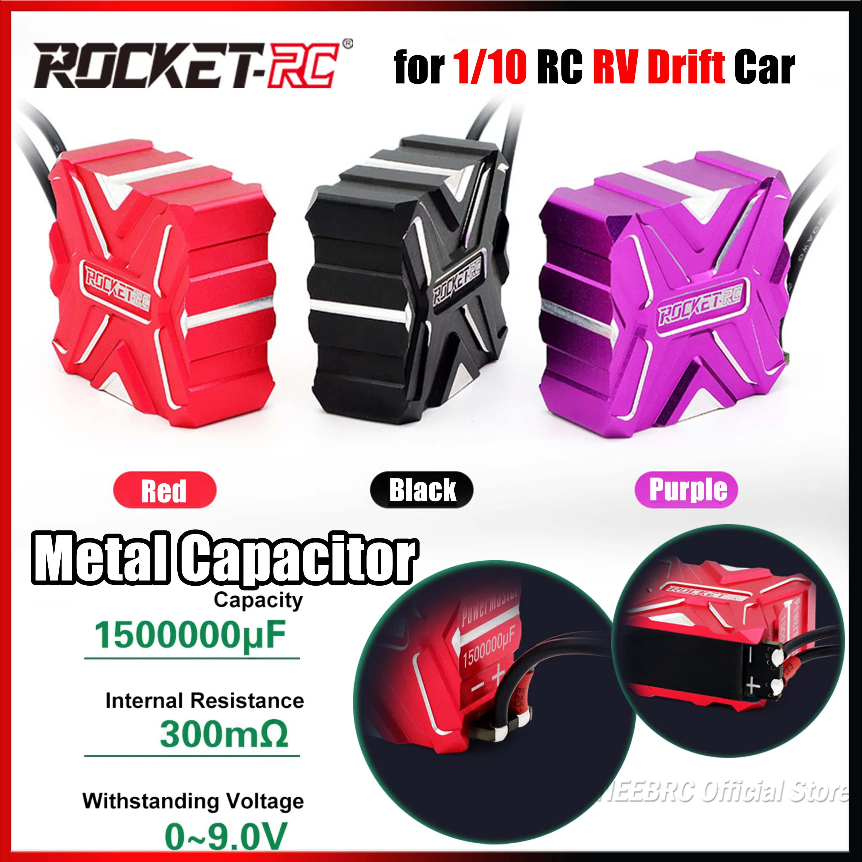 

Металлический конденсатор с ЧПУ ROCKET-RC 1500000 Емкость μF, сопротивление 300 мОм, 0 ~ 9,0 В, вызывающее напряжение для 1/10 RC RV Drift Car Motor ESC